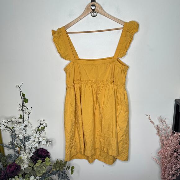 MADEWELL Flutter-Sleeve Square-Neck Mini Dress Autumn Wheat Yellow Sz XL {RR18} - Picture 5 of 8